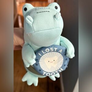Pillow fort Mint Green Dinosaur Plush with Tooth Pillow Weighted NEW